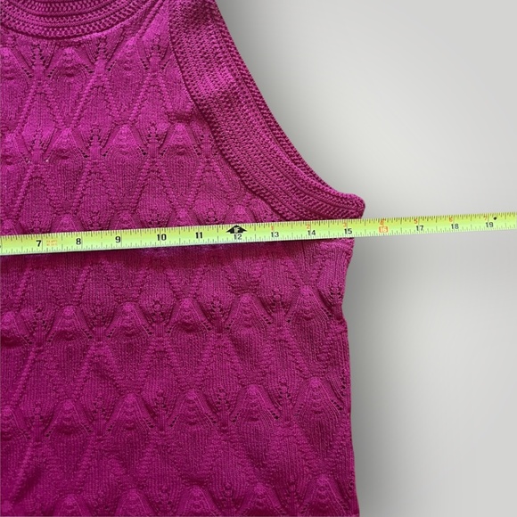 Adrienne Landau Quartz Knit Halter Sweater Tank Top Berry Pink Size M NWT Office - Picture 7 of 7